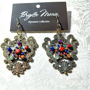Antique Gold with Multi Color Stones Earrings